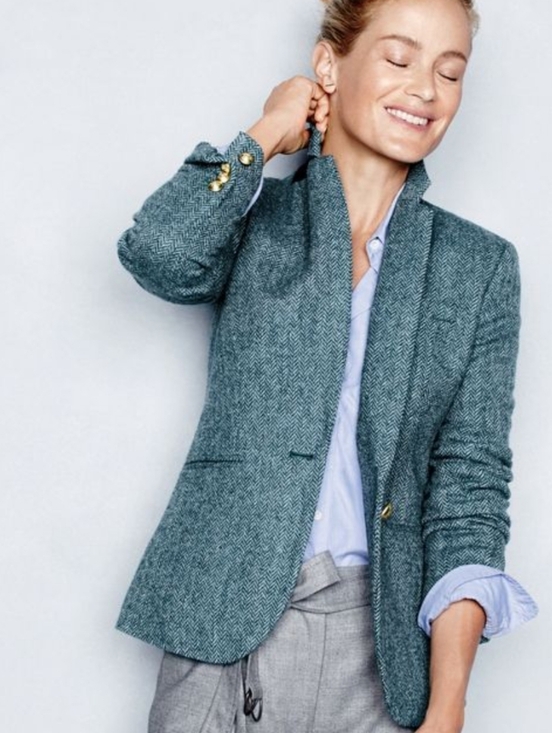 J. Crew Jackets & Blazers - J. Crew Campbell Blazer Wool Blue Herringbone